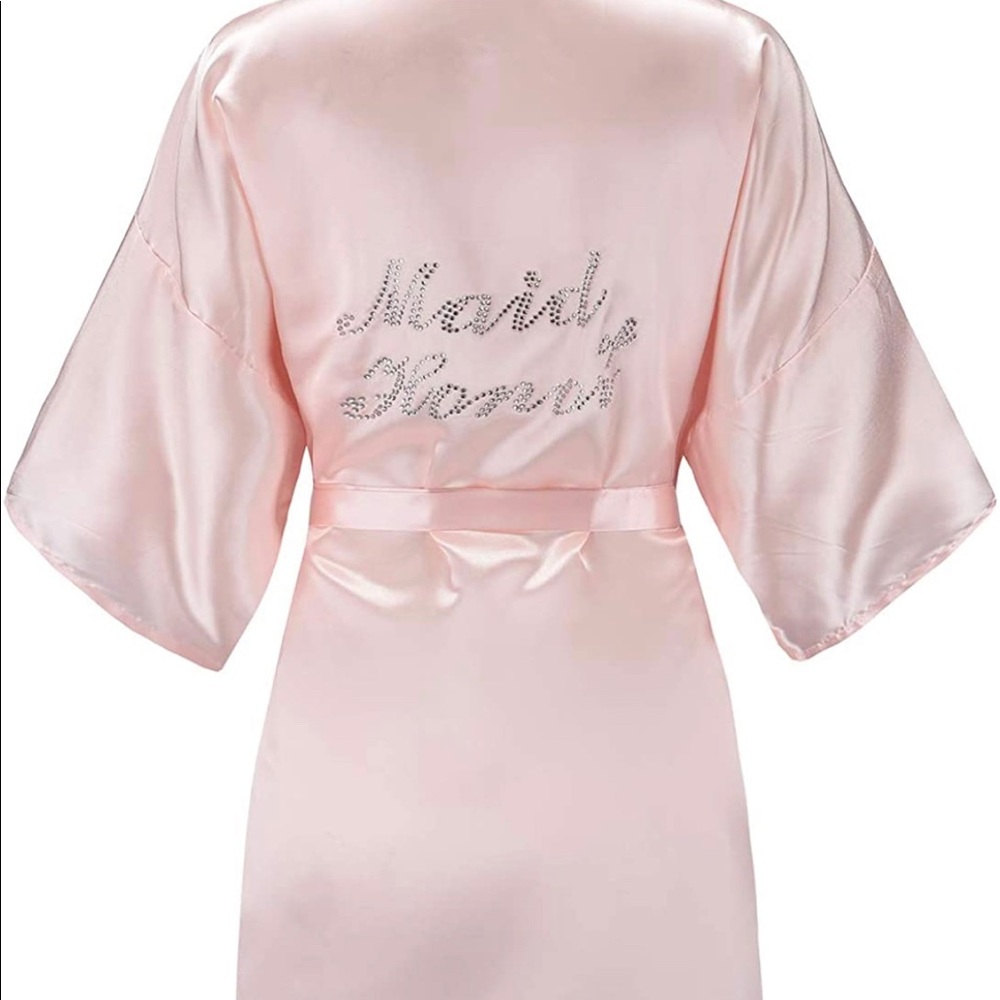 Maid of honor light pink satin robe